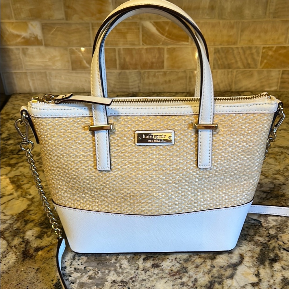 Kate Spade White and Tan Satchel and Crossbody Bag.